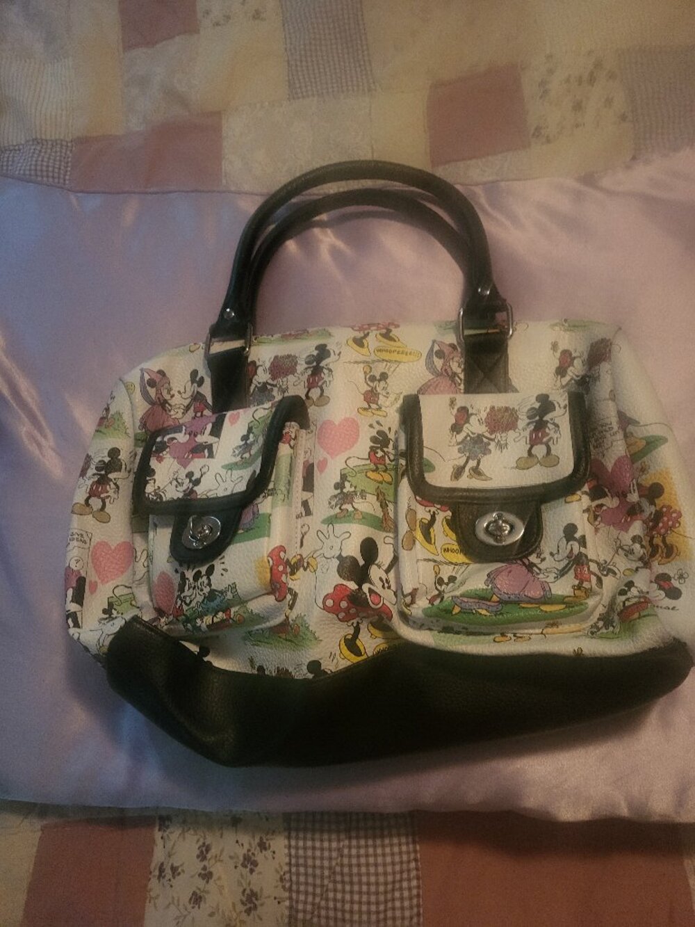Disney Parks Mickey & Minnie Mouse Comic Strip Satchel Bag